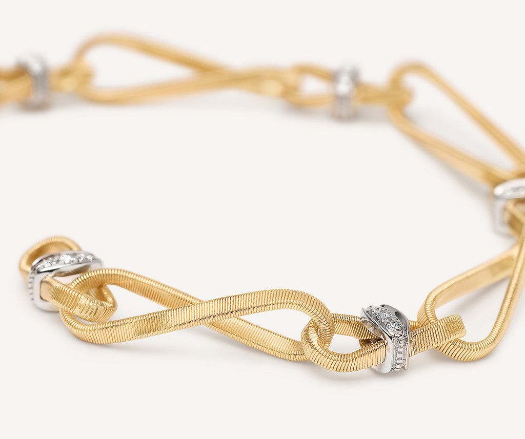 MARRAKECH ONDE 18K Yellow Gold Twisted Coil Link Bracelet With Diamonds BG844_B_YW_M5