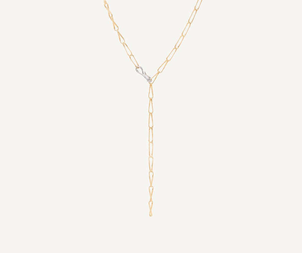MARRAKECH ONDE 18K Yellow Gold Twisted Coil Link Lariat With Diamond Clasp CG849_B_YW_M5