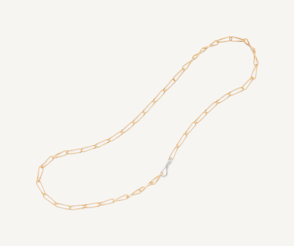 MARRAKECH ONDE 18K Yellow Gold Twisted Coil Link Lariat With Diamond Clasp CG849_B_YW_M5
