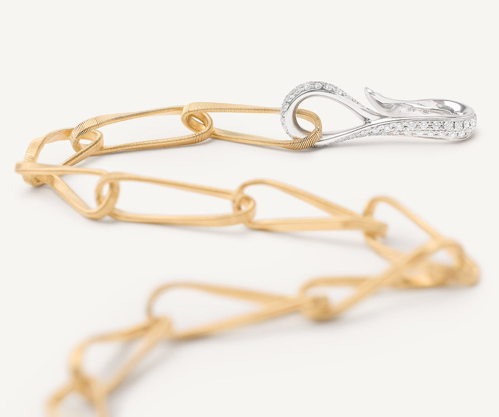 MARRAKECH ONDE 18K Yellow Gold Twisted Coil Link Lariat With Diamond Clasp CG849_B_YW_M5