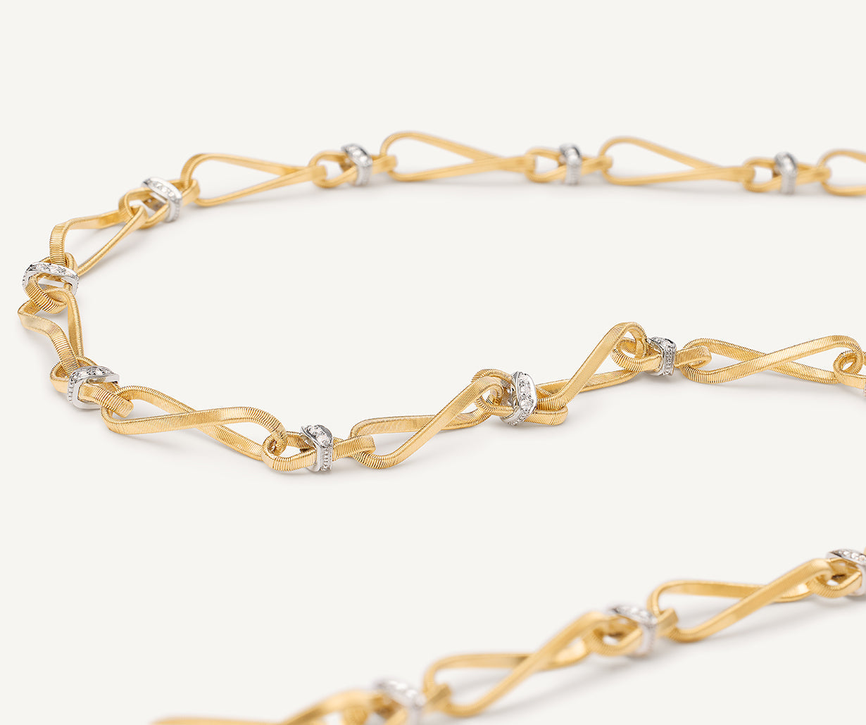18K Yellow Gold Twisted Coil Link Necklace with Diamonds – Marco