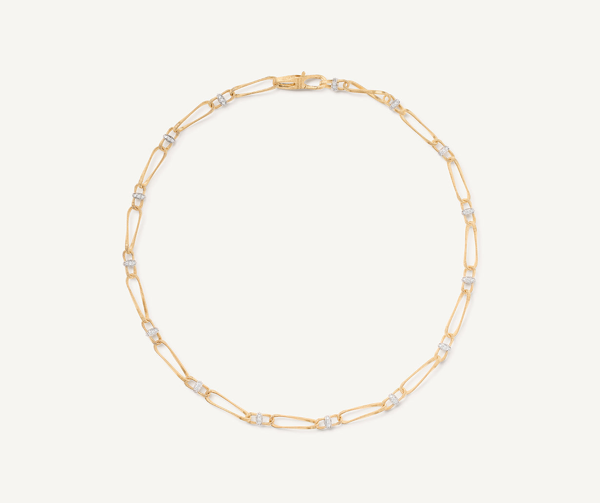 18K Yellow Gold Twisted Coil Link Necklace with Diamonds – Marco