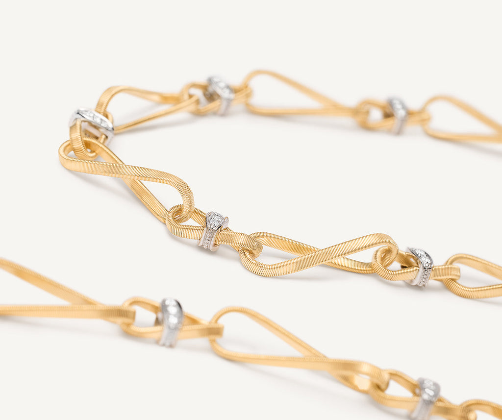 MARRAKECH ONDE 18K Yellow Gold Twisted Coil Long Link Necklace With Diamonds CG845_B_YW_M5
