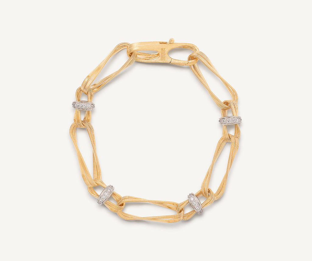 MARRAKECH ONDE 18K Yellow Gold Twisted Double Coil Link Bracelet With Diamonds BG847_B_YW_M5
