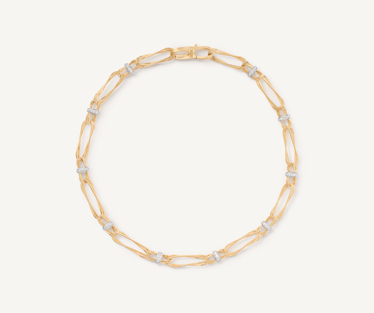 18K Yellow Gold Twisted Double Coil Link Necklace With