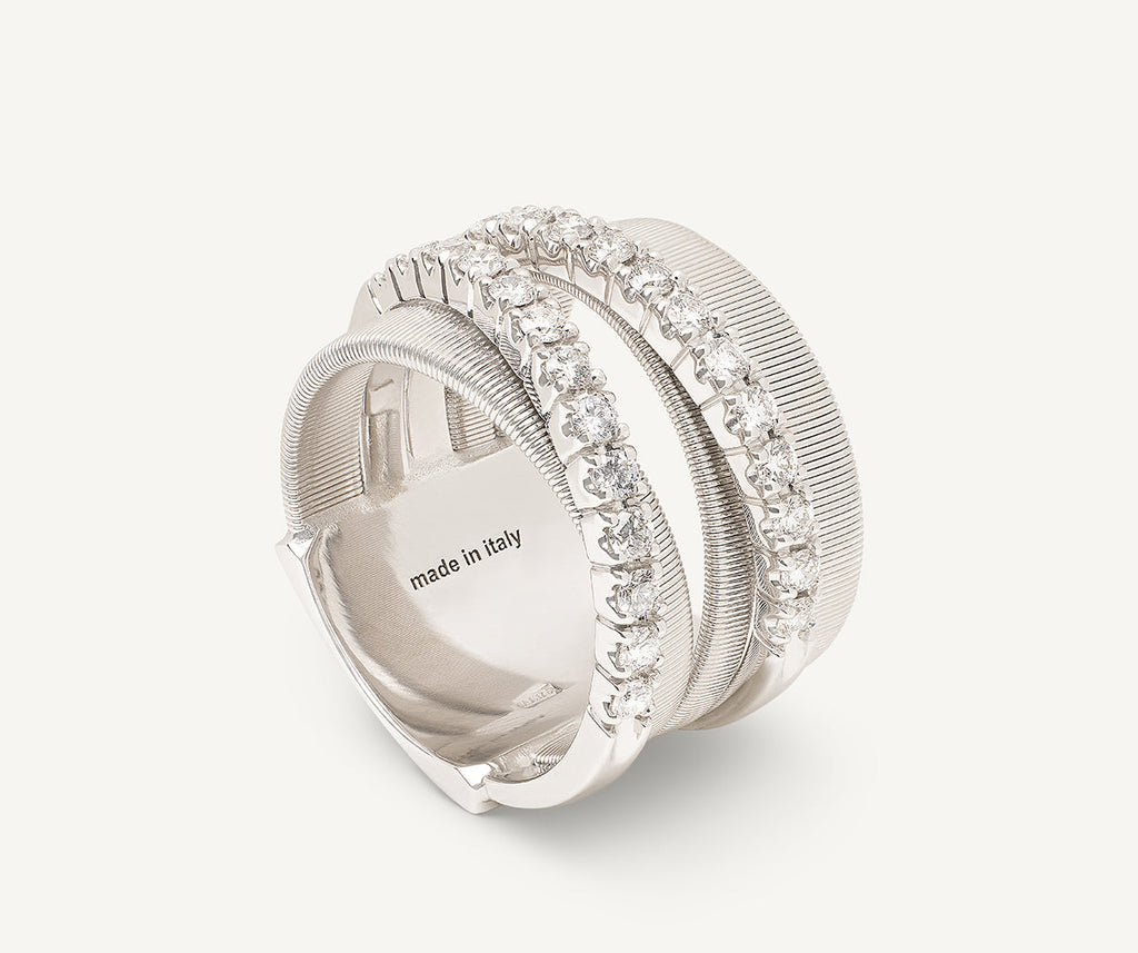 MASAI 18K White Gold 5-Strand Ring With Diamonds