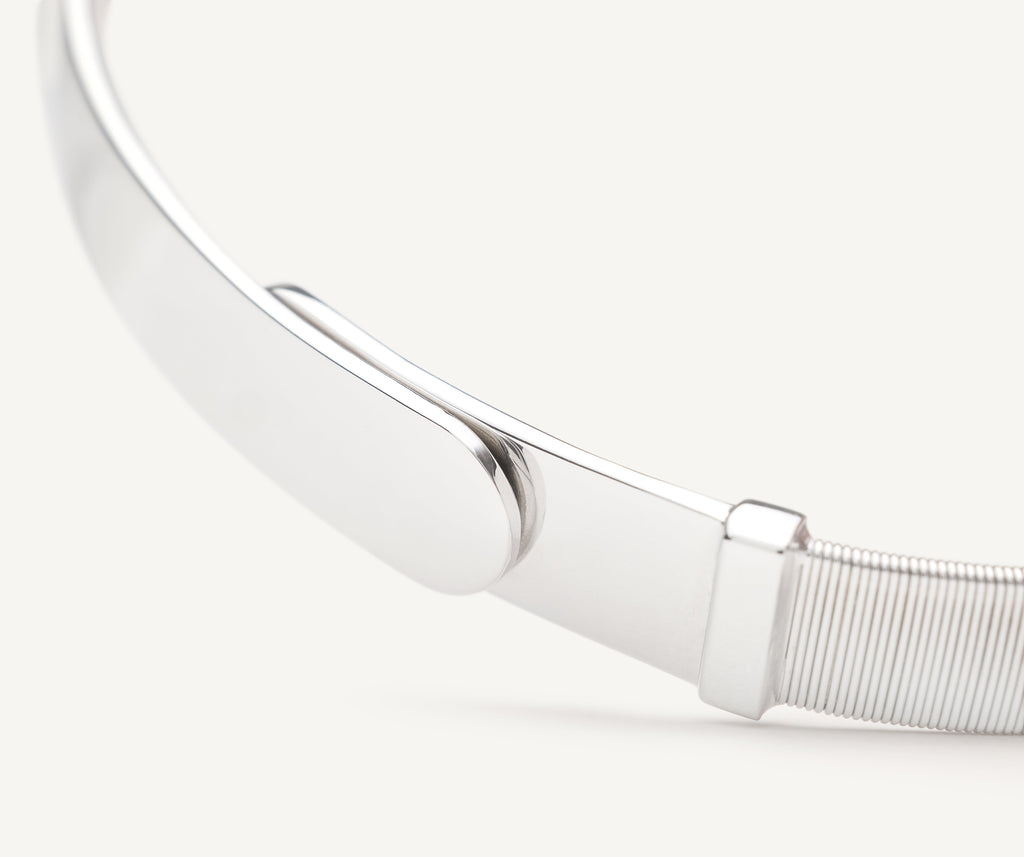 MASAI 18K White Gold Coil Bangle Bracelet, Large Width
