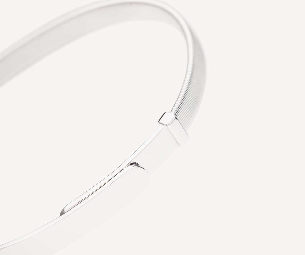 MASAI 18K White Gold Coil Bangle Bracelet, Thin