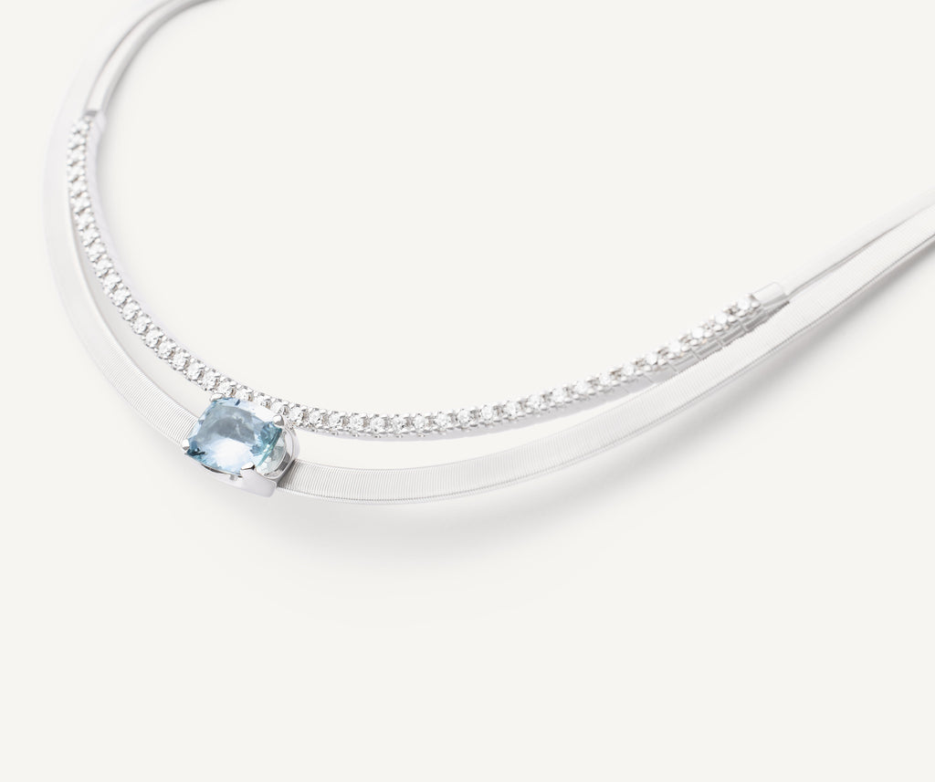 MASAI 18K White Gold Collar With Aquamarine and Diamonds CG721-B_AQA_W_01