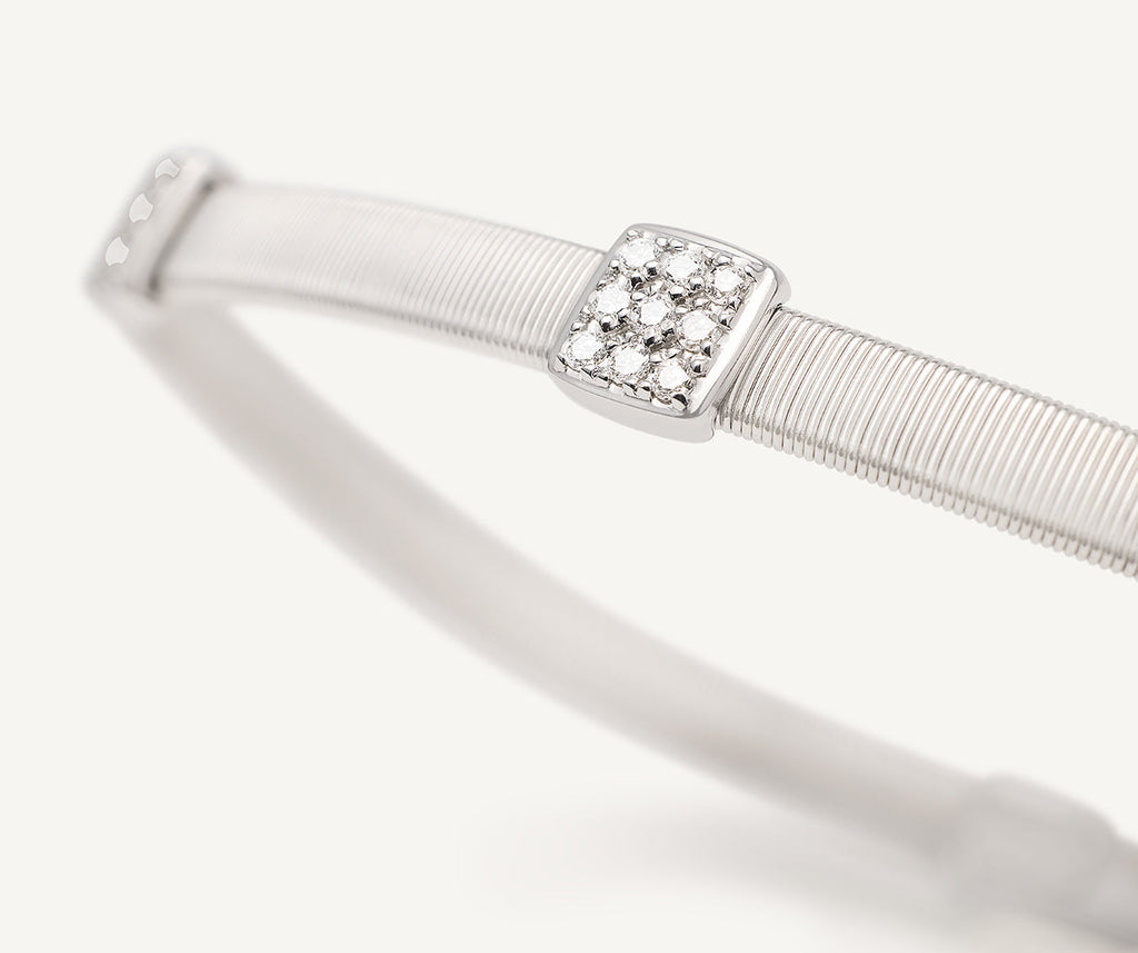 MASAI 18K White Gold Medium Stackable Bracelet With 3 Diamonds Stations BG731_B2_W_01