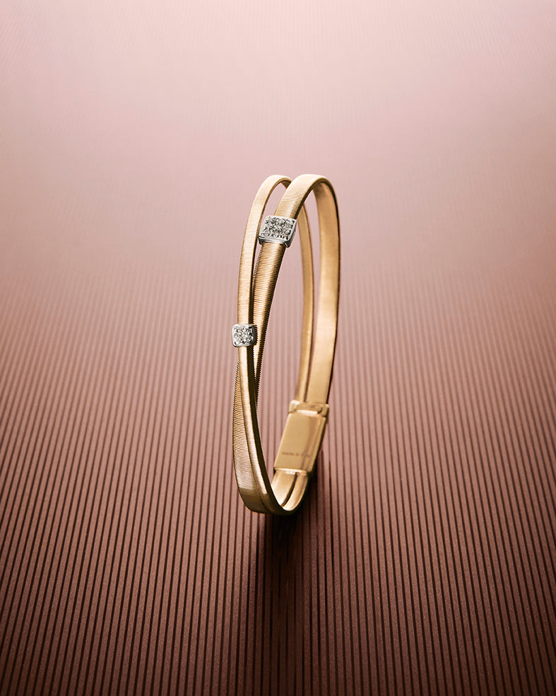 kiso design ゴールド　クラウン 18K Yellow Gold 2-Strand Coil Bracelet With Diamonds – Marco