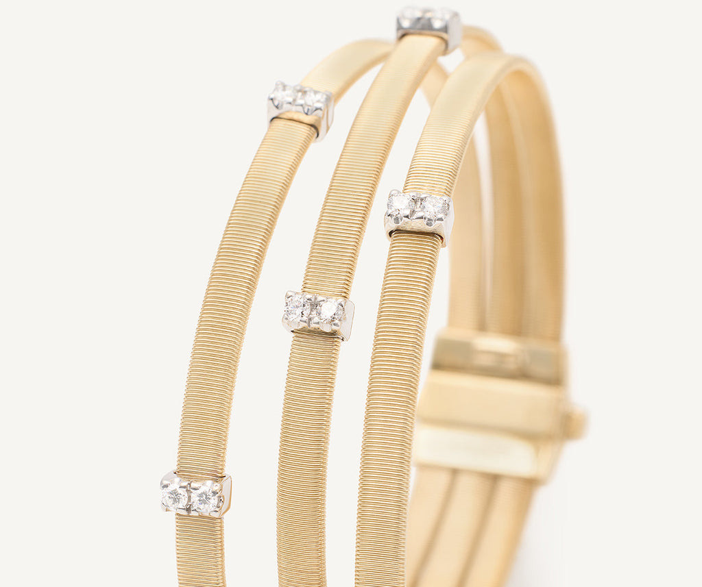 MASAI 18K Yellow Gold 3-Strand Coil Bracelet With Diamonds Stations BG805_B_YW_M5