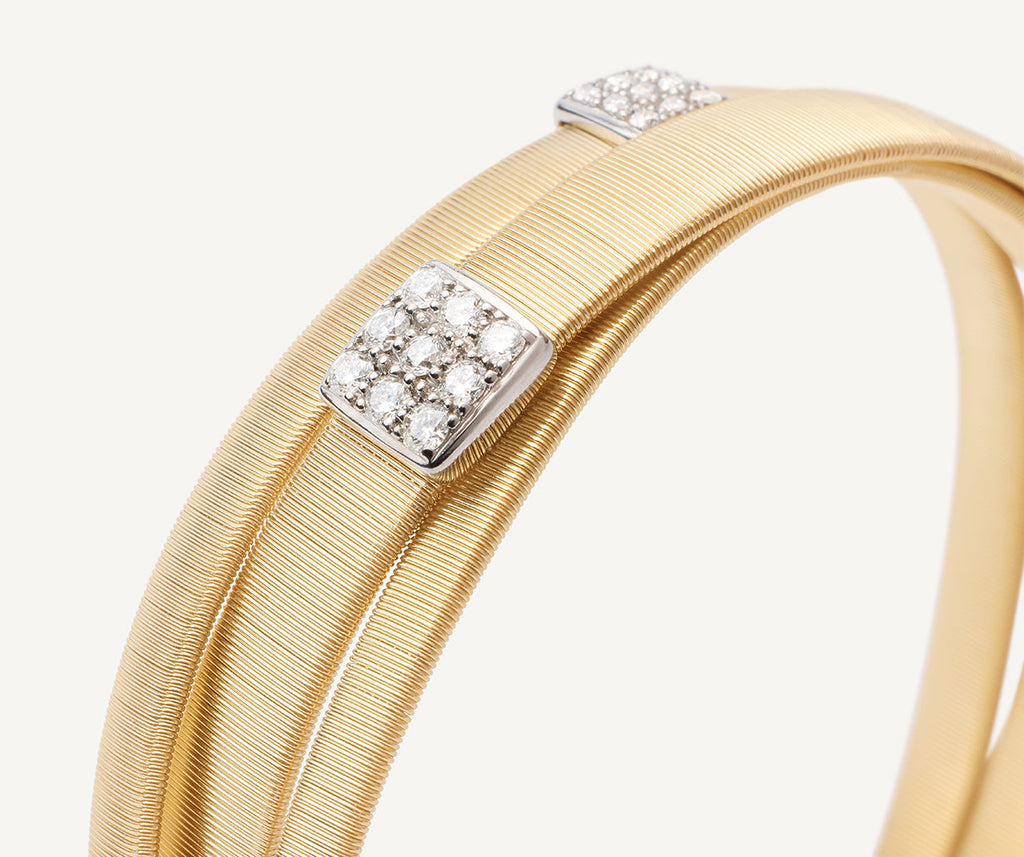 MASAI 18K Yellow Gold 3-Strand Mixed Coil Bracelet With Diamonds Stations BG733_B1_YW_M5
