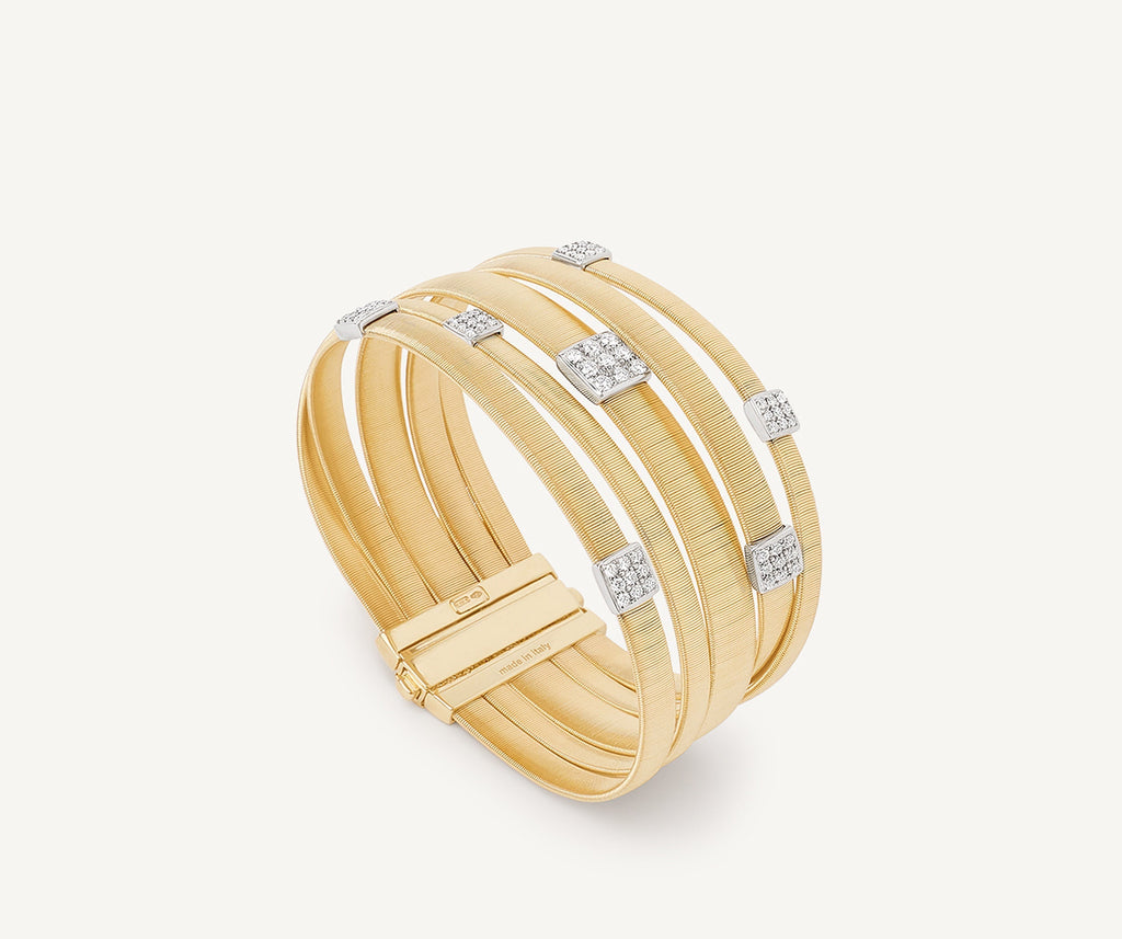 MASAI 18K Yellow Gold 4-Strand Coil Bracelet With Diamonds Stations BG734_B_YW_M5
