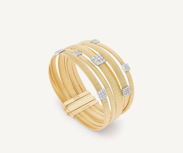 MASAI 18K Yellow Gold 4-Strand Coil Bracelet With Diamonds Stations BG734_B_YW_M5