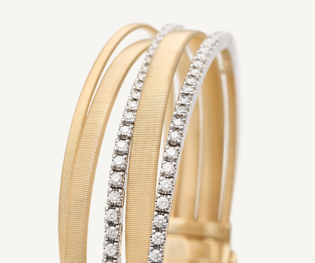 MASAI 18K Yellow Gold 5-Strand Coil Bracelet With Diamond Pavé Bands BG745-L_B_YW_M5
