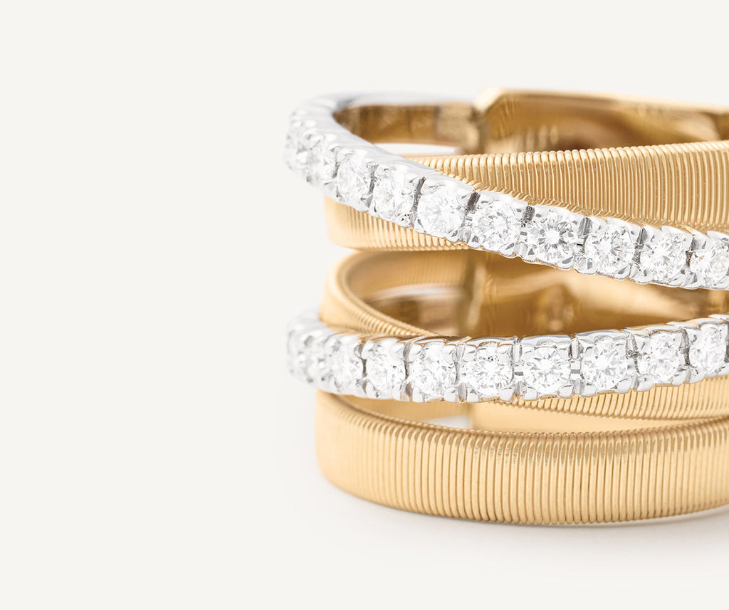 MASAI 18K Yellow Gold 5-Strand Ring With Diamonds