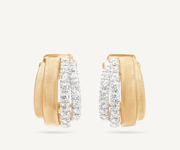 MASAI 18K Yellow Gold Coil and 2 Row Diamond Huggie Earrings OG413_B1_YW_M5