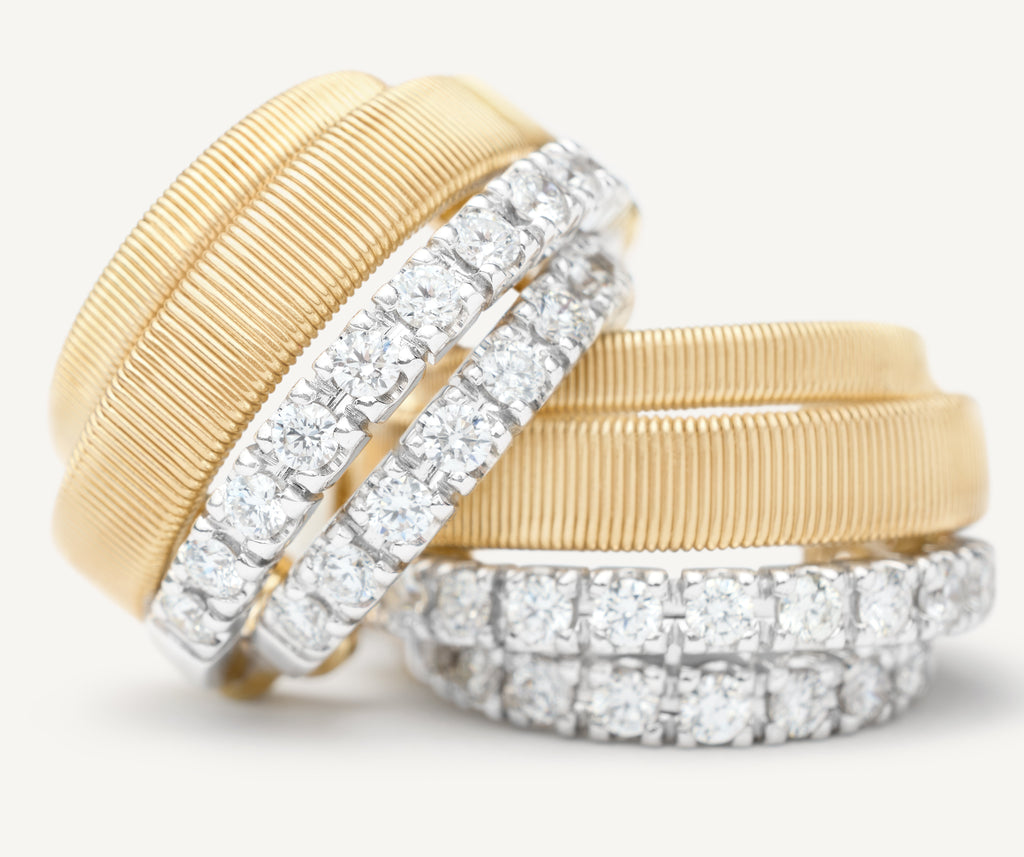 MASAI 18K Yellow Gold Coil and 2 Row Diamond Huggie Earrings OG413_B1_YW_M5