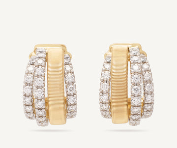 MASAI 18K Yellow Gold Coil and 3 Row Diamond Huggie Earrings OG413_B2_YW_M5