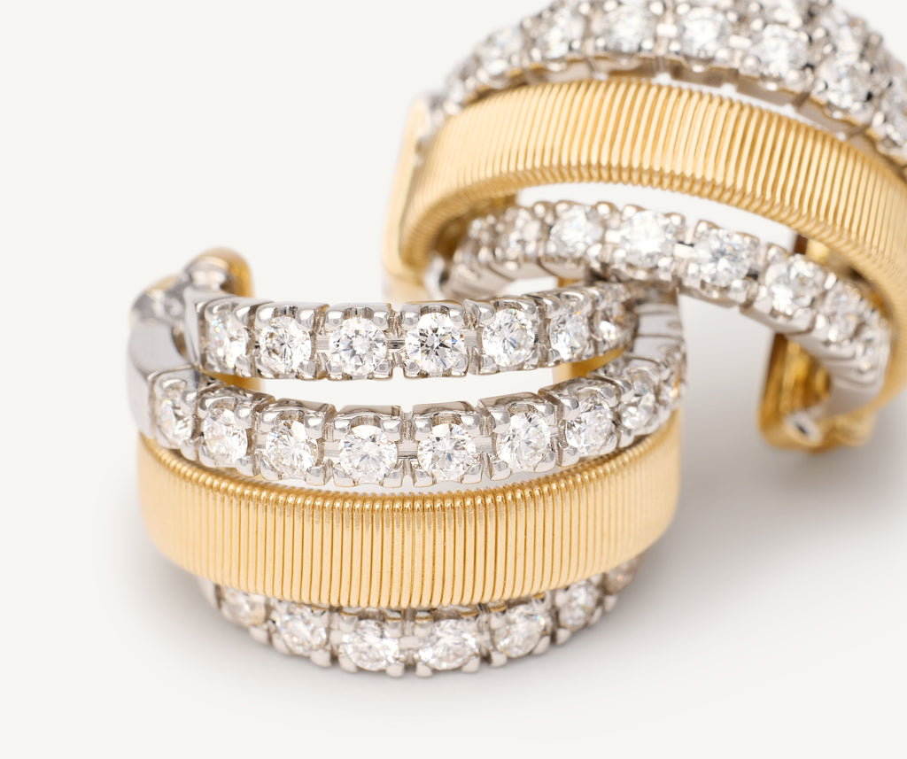 MASAI 18K Yellow Gold Coil and 3 Row Diamond Huggie Earrings OG413_B2_YW_M5