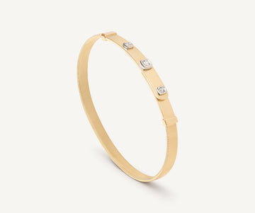 MASAI 18K Yellow Gold Coil and Diamond Bangle Bracelet, Thin