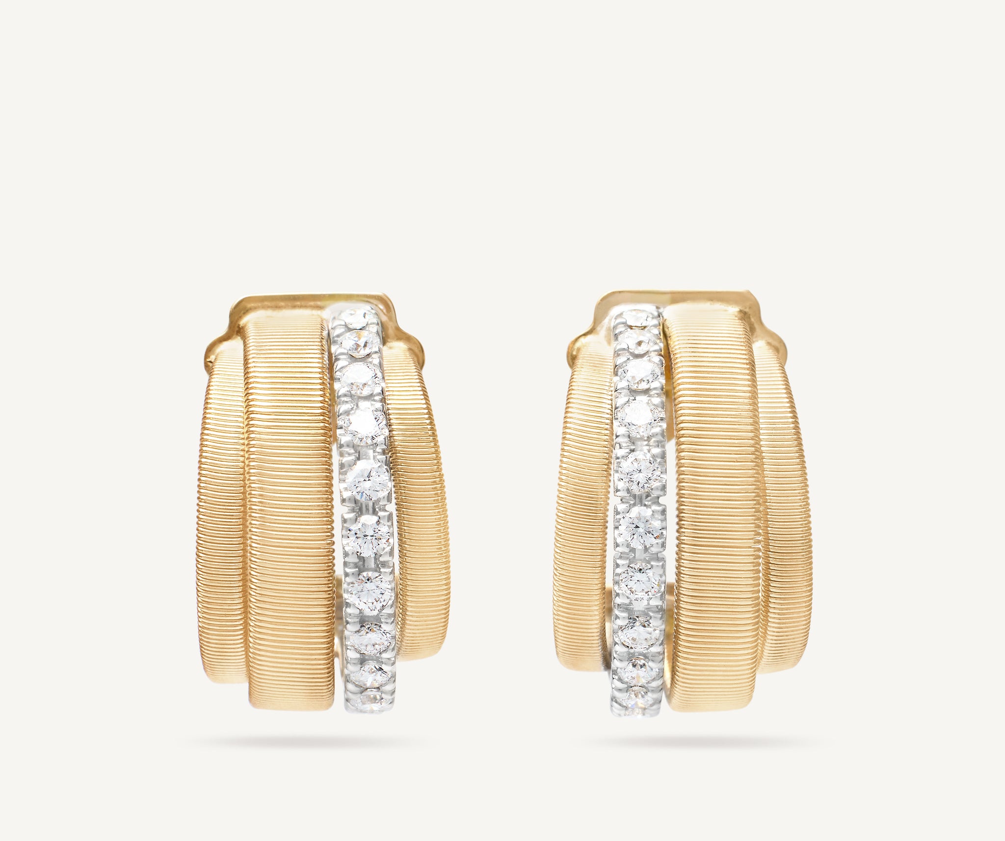 Marco Bicego 18K Yellow Gold Masai Diamond Huggie Hoop Earrings Gold
