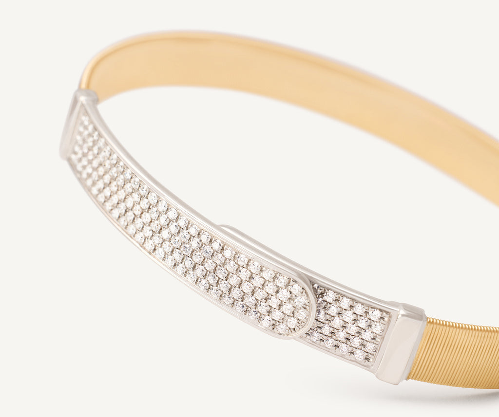 MASAI 18K Yellow Gold Coil and Diamond Pavé Bangle Bracelet, Large Width SG44_B1_YW_M5
