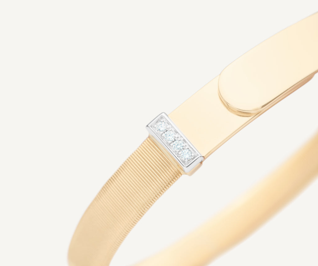 MASAI 18K Yellow Gold Coil Bangle Bracelet With Diamond Pavé, Large Width SG44_B3_YW_M5