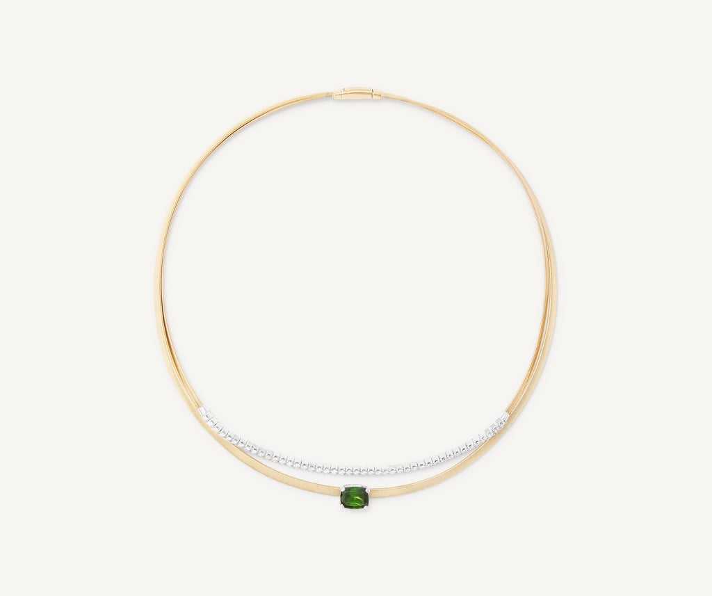 MASAI 18K Yellow Gold Collar Necklace with Green Tourmaline and Diamonds CG721-B_TVA_YW_M5