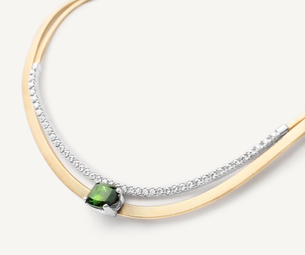 MASAI 18K Yellow Gold Collar Necklace with Green Tourmaline and Diamonds CG721-B_TVA_YW_M5