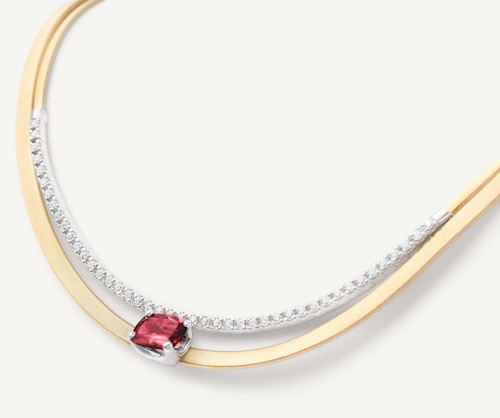 MASAI 18K Yellow Gold Collar Necklace With Pink Tourmaline and Diamonds CG721-B_TRA_YW_M5