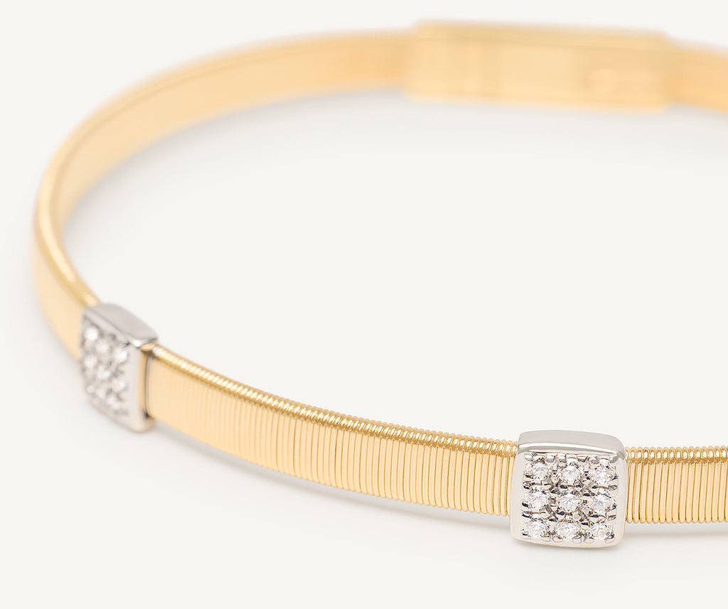 MASAI 18K Yellow Gold Medium Stackable Bracelet With 3 Diamonds Stations BG731_B2_YW_M5