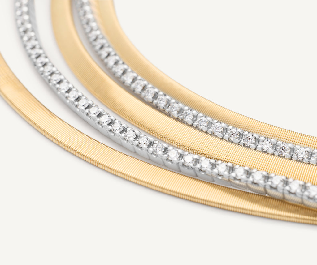 MASAI 18K Yellow Gold Multi-strand Necklace with Diamond Pavé Bands CG745_B_YW_M5