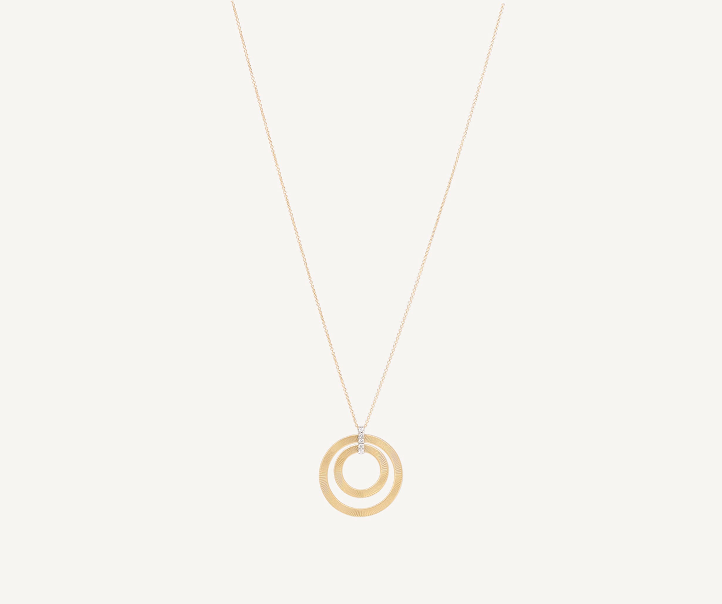 18K Yellow Gold Coil Circular Pendant Necklace with Diamonds, 31.5