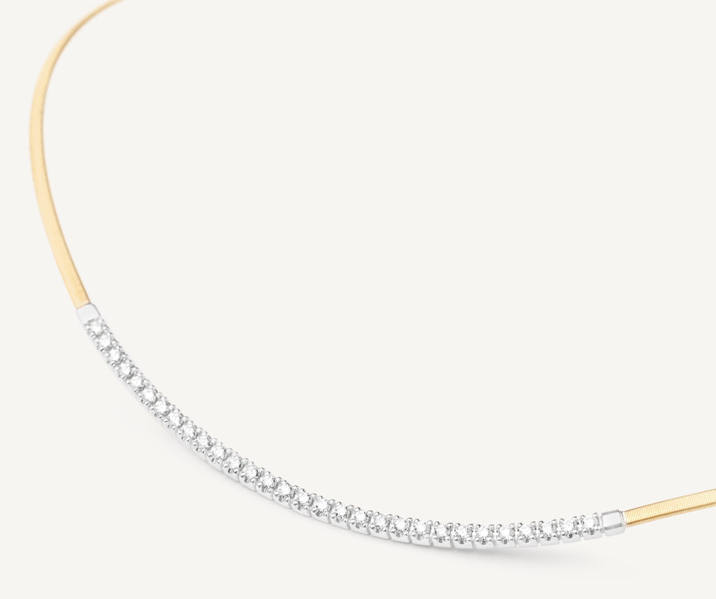 MASAI 18K Yellow Gold Single Strand Coil Collar With Diamond Bar CG730_B5_YW_M5