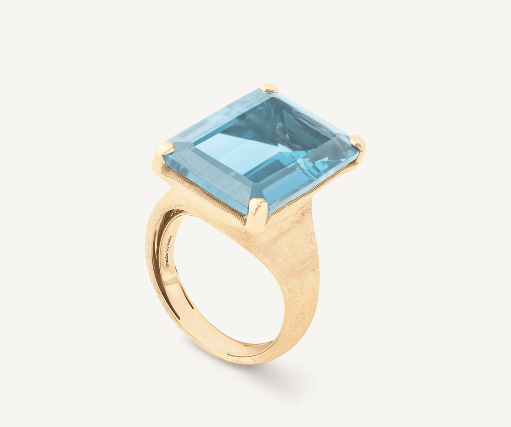 MURANO 18K Yellow Gold Blue Topaz Cocktail Ring