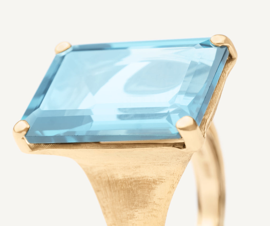 MURANO 18K Yellow Gold Blue Topaz Cocktail Ring
