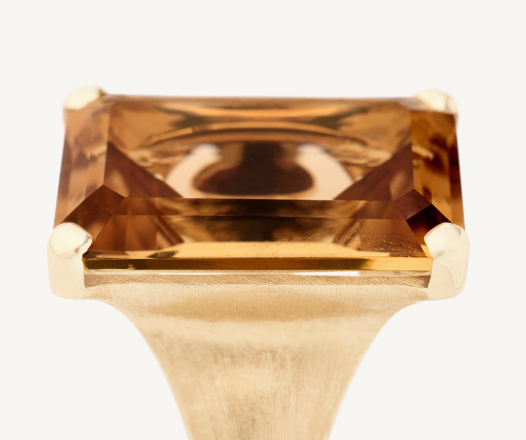 MURANO 18K Yellow Gold Citrine Quartz Cocktail Ring