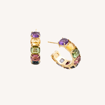 MURANO 18K Yellow Gold Gemstone Hoop Earrings OB1806_MIX300_Y_02