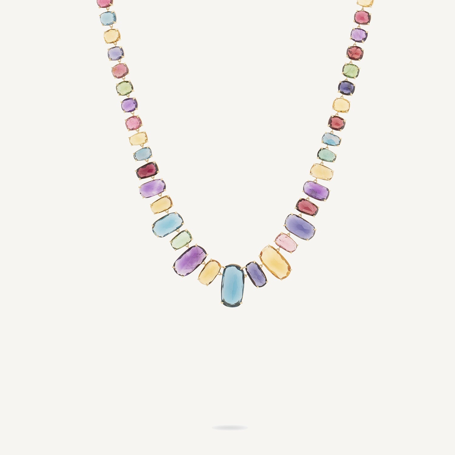 18K Yellow Gold Gemstone Necklace, 17.25