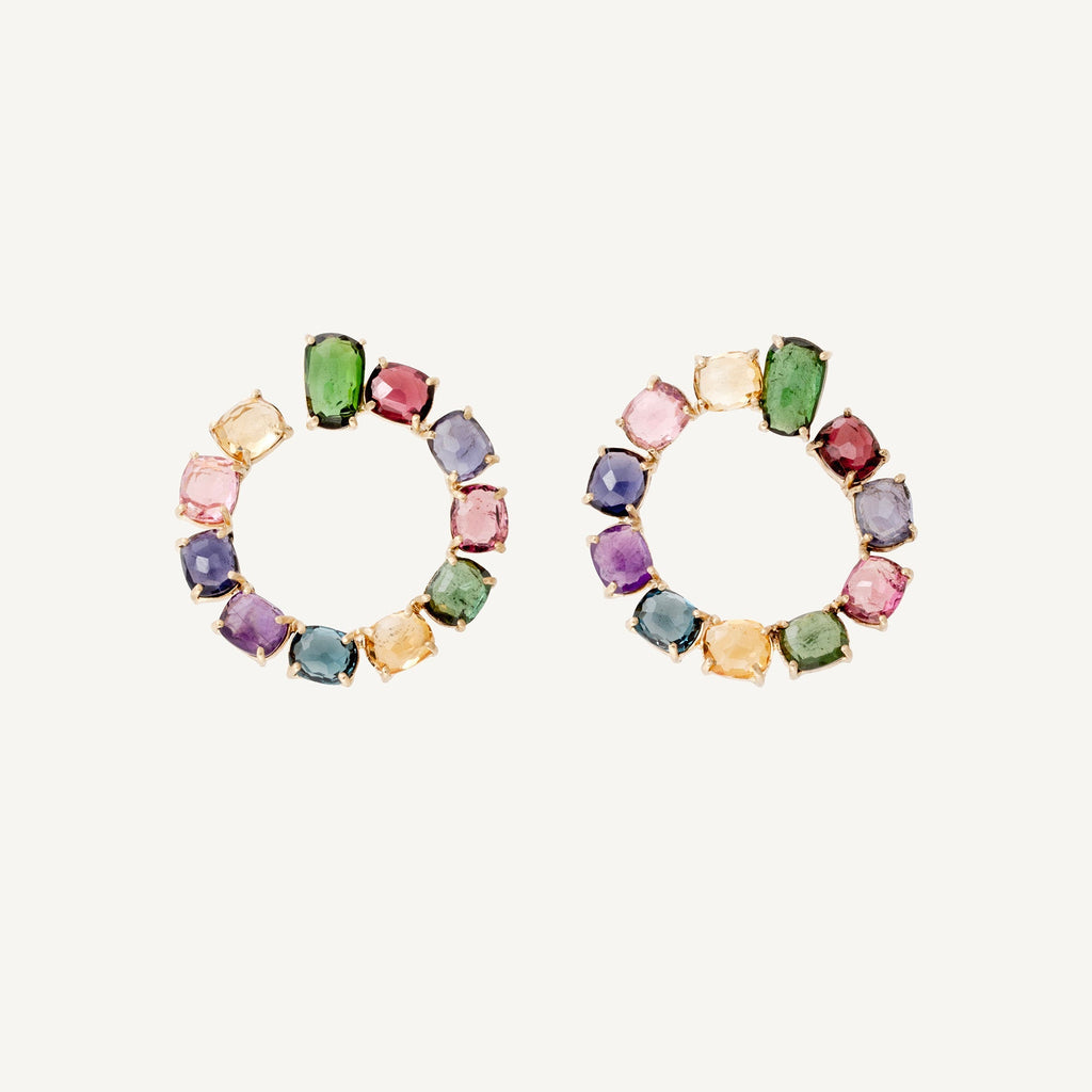 MURANO 18K Yellow Gold Statement Gemstone Small Wrap Hoops OB1770_MIX300_Y_02