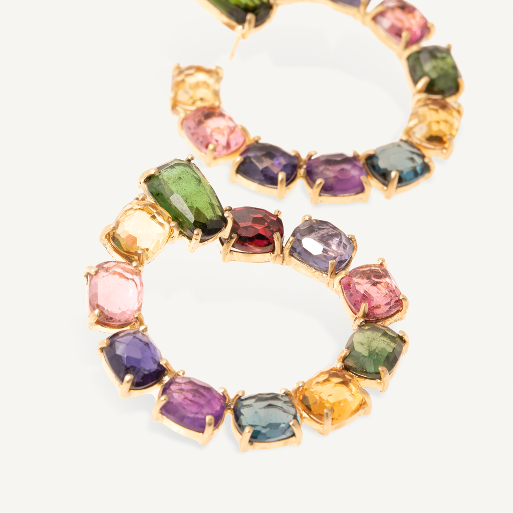 MURANO 18K Yellow Gold Statement Gemstone Small Wrap Hoops OB1770_MIX300_Y_02