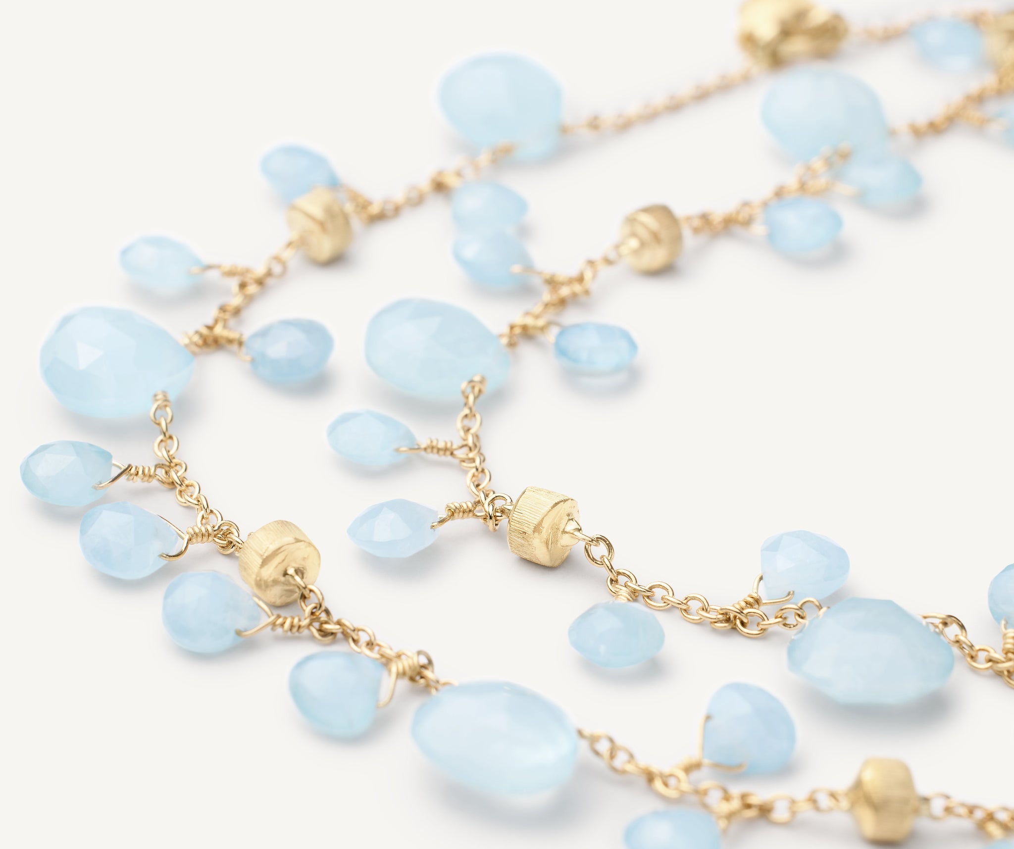 18K Yellow Gold Aquamarine Two Strand Bracelet, 7.25