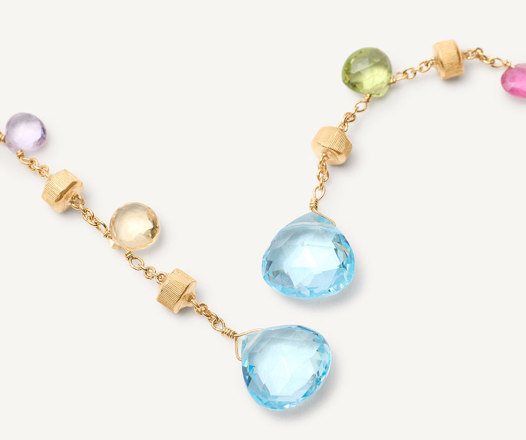 PARADISE 18K Yellow Gold Gemstone Earrings, Long OB1431_MIX01_Y_02