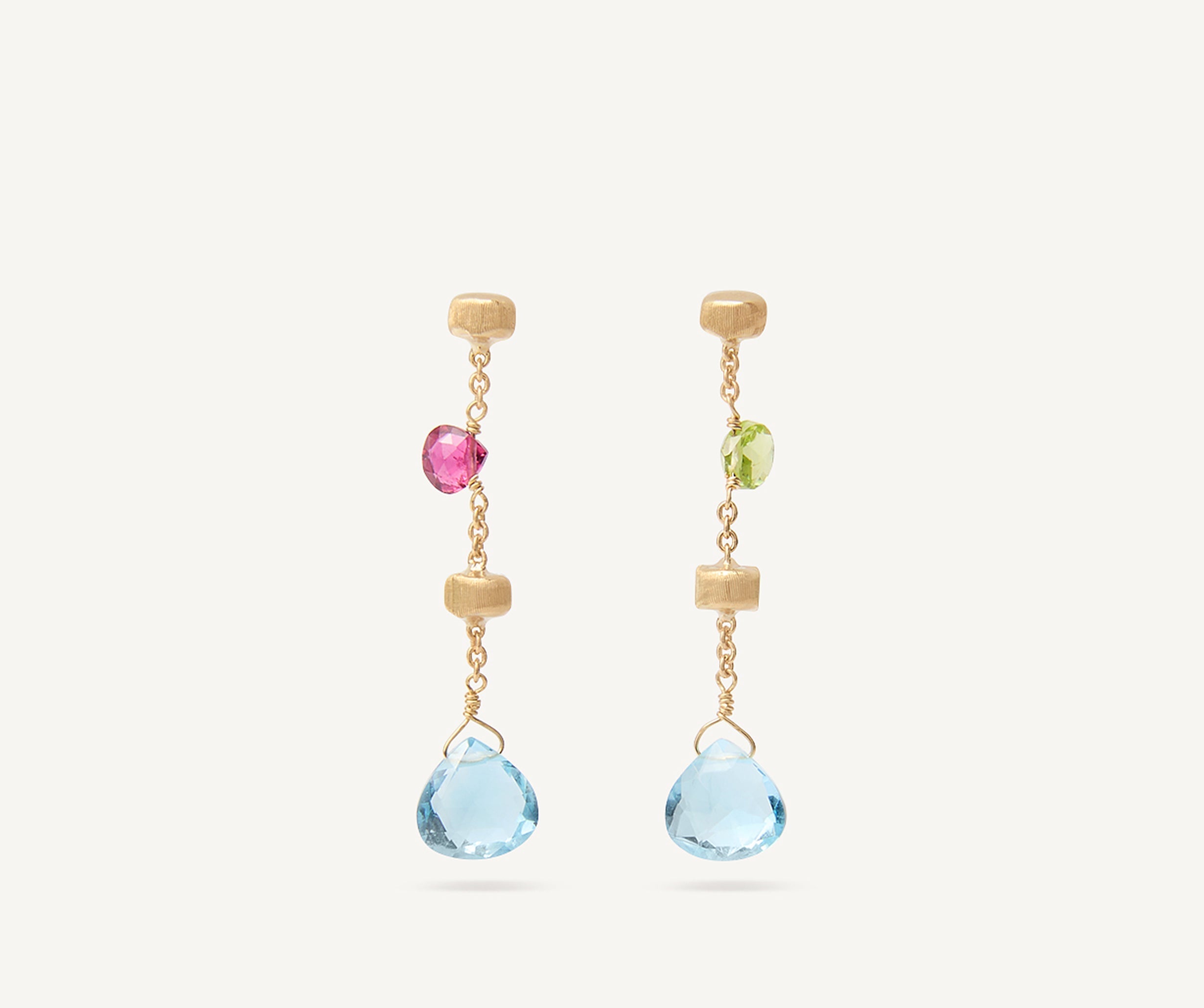 18K Yellow Gold Gemstone Earrings | Paradise Multi-Colored