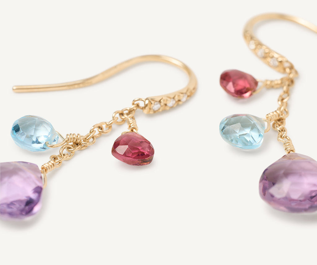 PARADISE 18K Yellow Gold Gemstone Earrings With Diamonds, Amethyst Accents OB1742-AB_MIX01A_Y_02