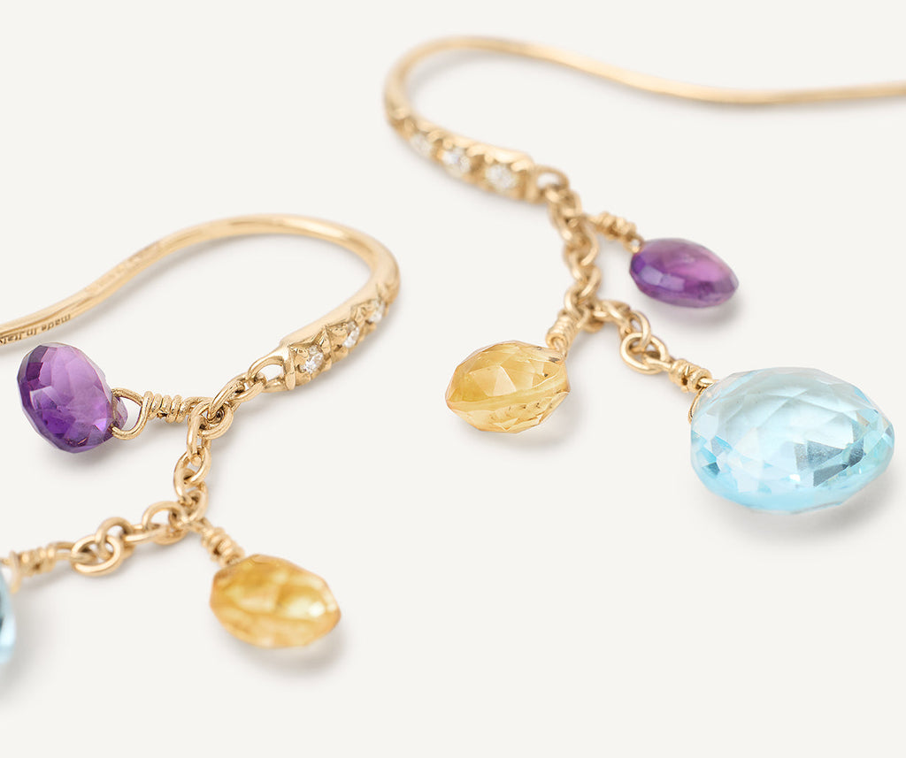 PARADISE 18K Yellow Gold Gemstone Earrings With Diamonds, Blue Topaz Accents OB1742-AB_MIX01T_Y_02