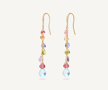 PARADISE 18K Yellow Gold Gemstone Earrings With Diamonds, Long OB1744-AB_MIX01T_Y_02