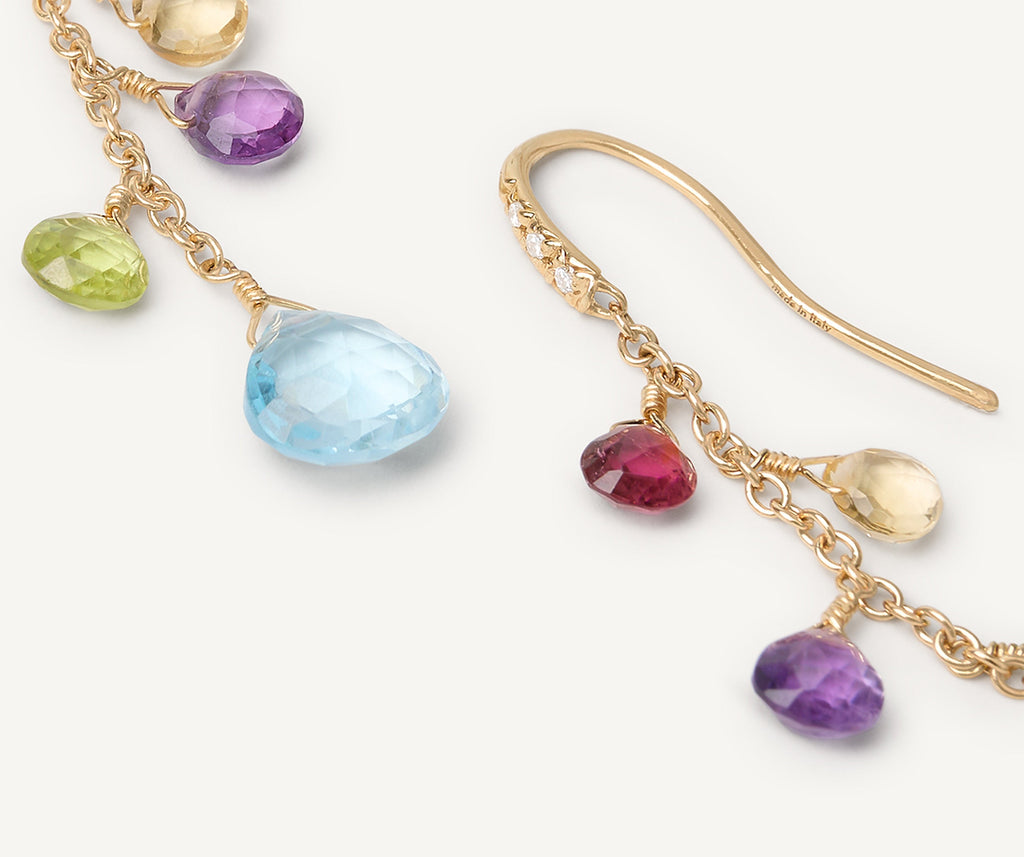 PARADISE 18K Yellow Gold Gemstone Earrings With Diamonds, Medium OB1743-AB_MIX01T_Y_02